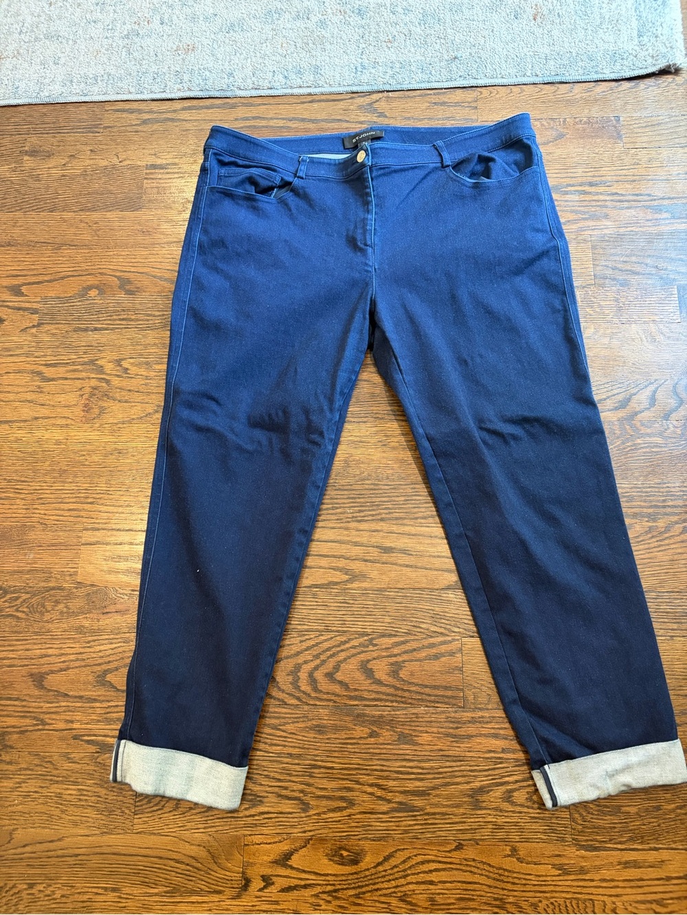 St. John Navy Cropped Stretch Jeans